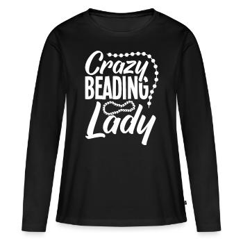 Perle Perle Broderie Bijoutier Fabricant de bijoux - T-shirt manches longues Premium bio Femme - noir - Devant - Julia (174cm)