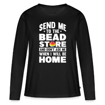 Perle Perle Broderie Bijoutier Fabricant de bijoux - T-shirt manches longues Premium bio Femme - noir - Devant - Julia (174cm)