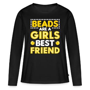 Perle Perle Broderie Bijoutier Fabricant de bijoux - T-shirt manches longues Premium bio Femme - noir - Devant - Julia (174cm)