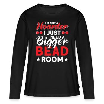 Perle Perle Broderie Bijoutier Fabricant de bijoux - T-shirt manches longues Premium bio Femme - noir - Devant - Julia (174cm)