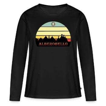 Alberobello trulli Pouilles - T-shirt manches longues Premium bio Femme - noir - Devant - Julia (174cm)