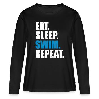 Eat Sleep Swim Repeat - Women's Premium Organic Long Sleeve Shirt - black - Front - Julia (174cm)