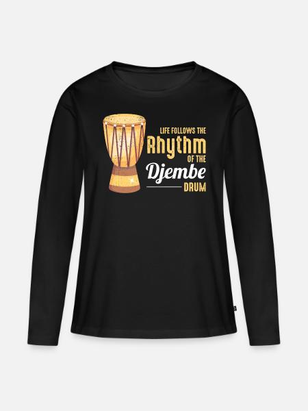 Djembe-Spieler Schlagzeuger Musik Schlagzeuger Musiker - Frauen Premium Bio Langarmshirt - Schwarz