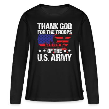 Soldier Thank God For Troops Of US Army Military - Women's Premium Organic Long Sleeve Shirt - black - Front - Julia (174cm)