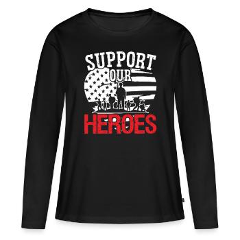 Soldier Support Our Heroes Military Army Veteran - Women's Premium Organic Long Sleeve Shirt - black - Front - Julia (174cm)