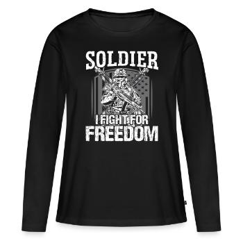 Soldier I Fight For Freedom Military Army Veteran - Women's Premium Organic Long Sleeve Shirt - black - Front - Julia (174cm)