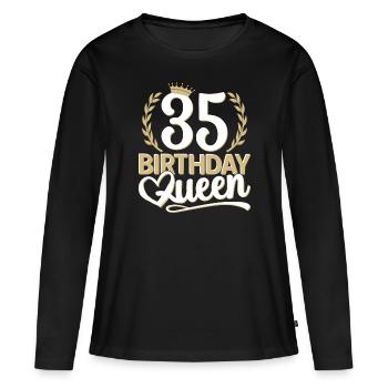 35e anniversaire femme 35 ans 35e 35er reine - T-shirt manches longues Premium bio Femme - noir - Devant - Julia (174cm)