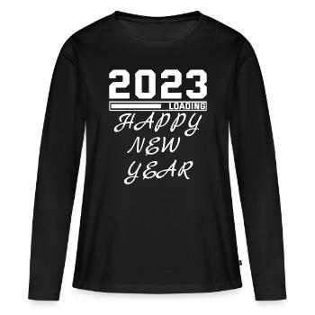 Bonjour 2023 Bonne année 2023 31st décembre 20232 - T-shirt manches longues Premium bio Femme - noir - Devant - Julia (174cm)