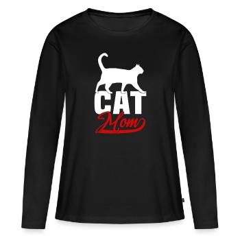 Cat Mom - Women's Premium Organic Long Sleeve Shirt - black - Front - Julia (174cm)