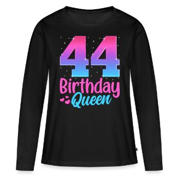 Birthday Queen 44 Geburtstag - Women's Premium Organic Long Sleeve Shirt - black - Front - Julia (174cm)