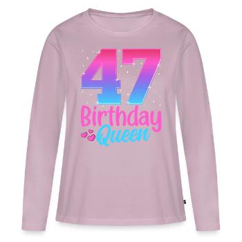 Anniversaire Queen 47 Geburtstag - T-shirt manches longues Premium bio Femme - rose poudré - Devant - Julia (174cm)