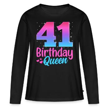 Birthday Queen 41 Geburtstag - Women's Premium Organic Long Sleeve Shirt - black - Front - Julia (174cm)