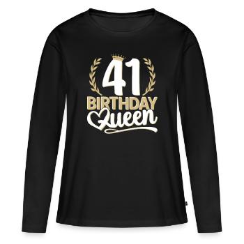 41st birthday woman 41 years old 41st 41er Queen - Women's Premium Organic Long Sleeve Shirt - black - Front - Julia (174cm)