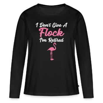 Je ne donne pas de troupeau Je suis à la retraite Drôle de flamant rose - T-shirt manches longues Premium bio Femme - noir - Devant - Julia (174cm)