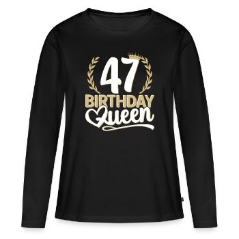 47e anniversaire femme 47 ans 47e 47er reine - T-shirt manches longues Premium bio Femme - noir - Devant - Julia (174cm)