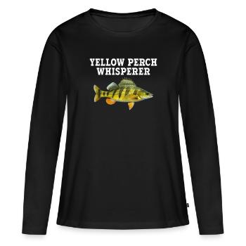 Yellow Perch whisperer, Yellow Perch - Women's Premium Organic Long Sleeve Shirt - black - Front - Julia (174cm)