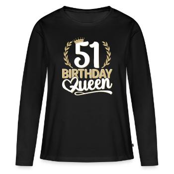 51e anniversaire femme 51 ans 51e 51er reine - T-shirt manches longues Premium bio Femme - noir - Devant - Julia (174cm)