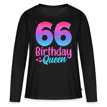Birthday Queen 66 Geburtstag - Women's Premium Organic Long Sleeve Shirt - black - Front - Julia (174cm)