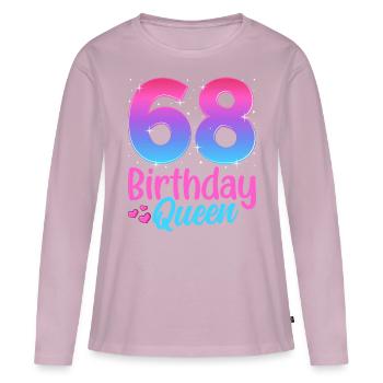 Anniversaire Reine 68 Geburtstag - T-shirt manches longues Premium bio Femme - rose poudré - Devant - Julia (174cm)