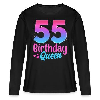 Anniversaire Reine 55 Geburtstag - T-shirt manches longues Premium bio Femme - noir - Devant - Julia (174cm)