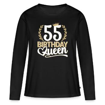 55e anniversaire Femme 55 ans 55e 55e reine - T-shirt manches longues Premium bio Femme - noir - Devant - Julia (174cm)