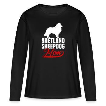 Shetland Sheepdog Sheltie Maman - T-shirt manches longues Premium bio Femme - noir - Devant - Julia (174cm)