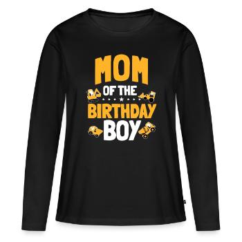 Mutter des Geburtstagskindes Bauarbeiterin Bday P - Frauen Premium Bio Langarmshirt - Schwarz - Vorne - Julia (174cm)