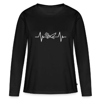 Liebe Kochen Koch Herzschlag - Frauen Premium Bio Langarmshirt - Schwarz - Vorne - Julia (174cm)