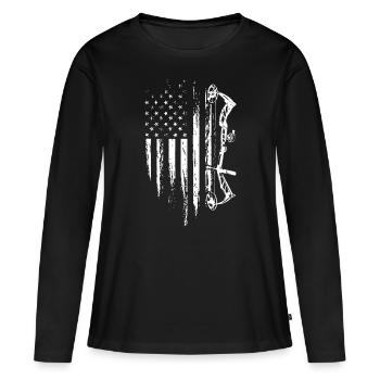 Amerikanische Flagge Bogenjagd Bogenschießen Geschenk Forwildc - Frauen Premium Bio Langarmshirt - Schwarz - Vorne - Julia (174cm)