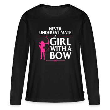 Conception de tir à l’arc amusante pour les filles femmes Bowhunter - T-shirt manches longues Premium bio Femme - noir - Devant - Julia (174cm)