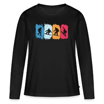 Snowboard rétro snowboarding - T-shirt manches longues Premium bio Femme - noir - Devant - Julia (174cm)