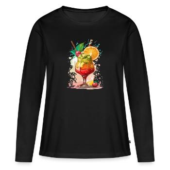Cocktail - T-shirt manches longues Premium bio Femme - noir - Devant - Julia (174cm)