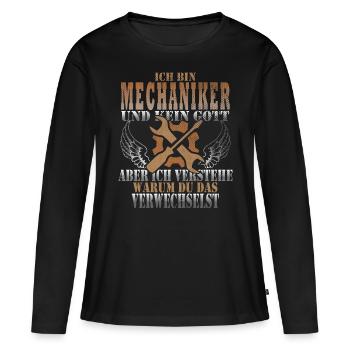Mechaniker Mechanikerin Mechanik Geschenk - Frauen Premium Bio Langarmshirt - Schwarz - Vorne - Julia (174cm)