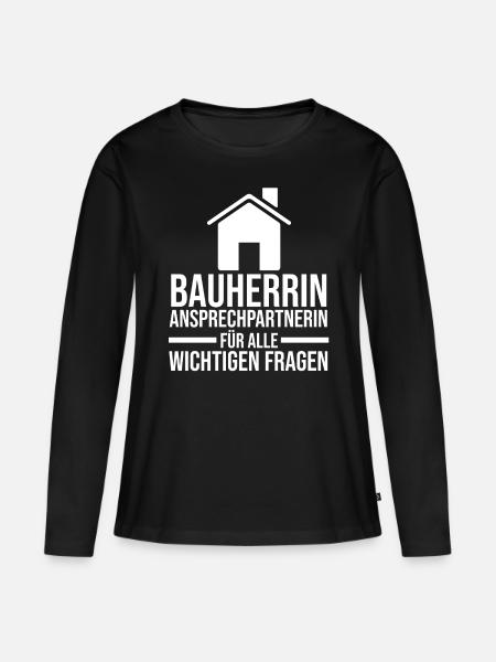 Bauherrin - Frauen Premium Bio Langarmshirt - Schwarz