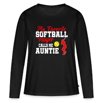 Mon joueur de softball préféré m’appelle ma tante drôle - T-shirt manches longues Premium bio Femme - noir - Devant - Julia (174cm)