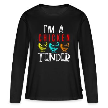 Funny I'm a chicken Tender Gifts Birthday Party ac - Women's Premium Organic Long Sleeve Shirt - black - Front - Julia (174cm)