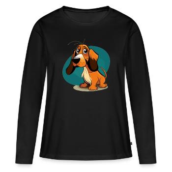 Hund im comic style - Frauen Premium Bio Langarmshirt - Schwarz - Vorne - Julia (174cm)