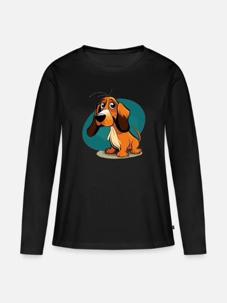 Hund im comic style - Frauen Premium Bio Langarmshirt - Schwarz
