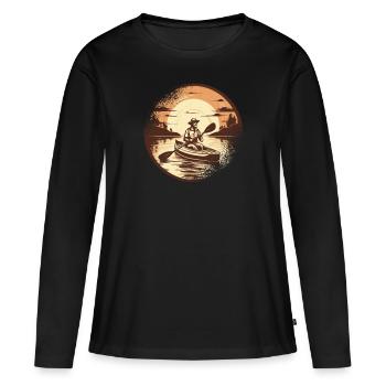 CANOË Kayak Canadier-Canoë Kayak Canoë-Canoë - T-shirt manches longues Premium bio Femme - noir - Devant - Julia (174cm)