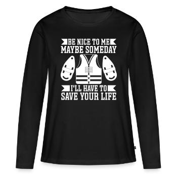 Sauveteur Soyez gentil avec moi Sauveteur - T-shirt manches longues Premium bio Femme - noir - Devant - Julia (174cm)