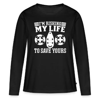 Un préposé à la piscine risque sa vie pour sauver votre sauveteur - T-shirt manches longues Premium bio Femme - noir - Devant - Julia (174cm)