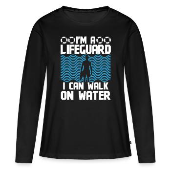 Pool Attendant Lifeguard Walk On Water Lifeguard - Women's Premium Organic Long Sleeve Shirt - black - Front - Julia (174cm)