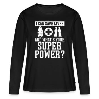 Sauveteur Je peux sauver des vies Sauveteur - T-shirt manches longues Premium bio Femme - noir - Devant - Julia (174cm)