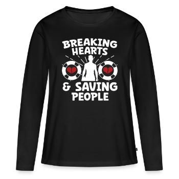 Sauveteur Briser les cœurs et sauver les gens - T-shirt manches longues Premium bio Femme - noir - Devant - Julia (174cm)