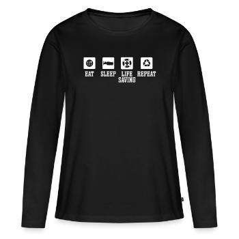 Lifeguard Eat Sleep Life Saving Repeat - Women's Premium Organic Long Sleeve Shirt - black - Front - Julia (174cm)