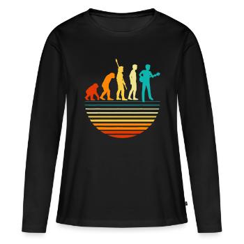 Retro-Gitarrist, Gitarrist I Vintage Evolution - Frauen Premium Bio Langarmshirt - Schwarz - Vorne - Julia (174cm)