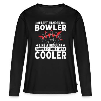 Bowler gaucher comme un refroidisseur Bowler normal - T-shirt manches longues Premium bio Femme - noir - Devant - Julia (174cm)