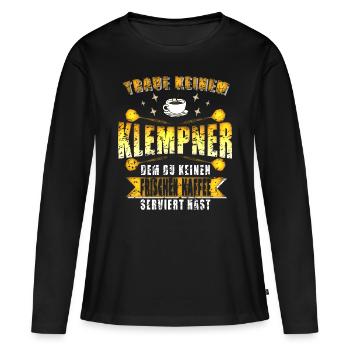 Kaffee liebender Klempner Klempner Klempner - Frauen Premium Bio Langarmshirt - Schwarz - Vorne - Julia (174cm)