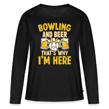 Bowling and Beer bowling Design - Frauen Premium Bio Langarmshirt - Schwarz - Vorne - Julia (174cm)