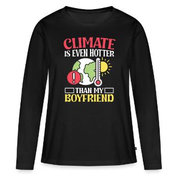 L’activisme environnemental, le climat plus chaud que son petit ami - T-shirt manches longues Premium bio Femme - noir - Devant - Julia (174cm)